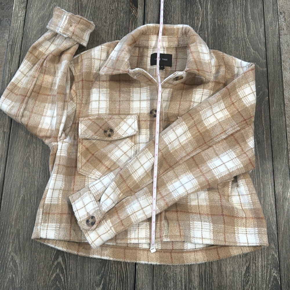 Supper cute Love tree size m crop brown, white and red flannel
